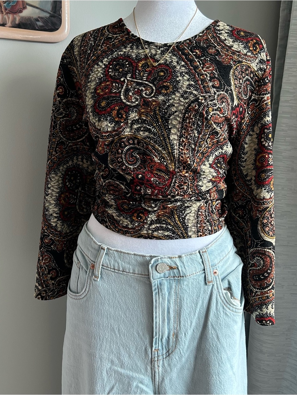 Tanjay Petite Paisley 3/4 Sleeve Top Y2K